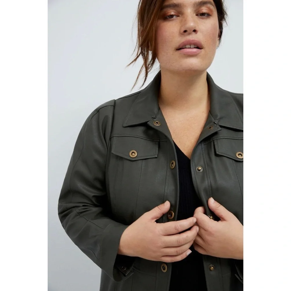 Anthropologie Kellie Faux Leather Fur Trim - NWT - SZ 6 - Picture 3 of 14